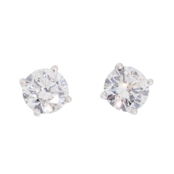 Paar Ohrstecker mit 2 Brillanten 1,01 ct und 1,08 ct,