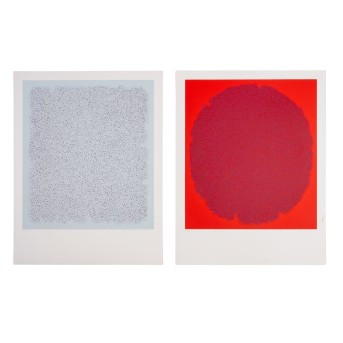 KÜNSTLER/IN 20. Jh., 2 Farbsiebdrucke 'Abstrakte Komposition', 1970,