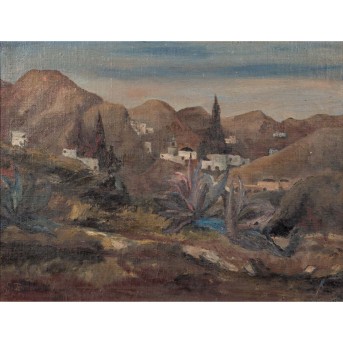 TESSITORE, GIUSEPPE RAFFAELE (1861-1920) 'Südliche Landschaft mit Bergdorf', 1900
