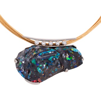 Anhänger mit Boulderopal u. Brillanten: