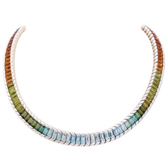 Hervorragendes Collier mit 112  farbigen Edelsteinen