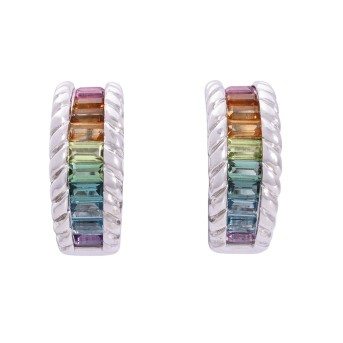 Hervorragendes Paar Clip-Stecker mit 22 farbigen Edelsteinen,