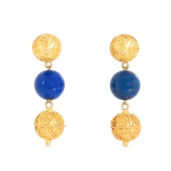 Paar Ohrringe mit Lapislazuli,