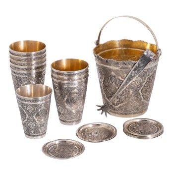 IRAN 18-tlg. Silber-Konvolut, um 1960: