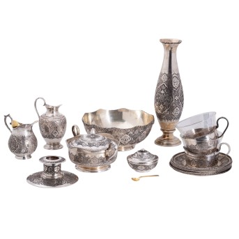 IRAN 20-tlg. Silber-Konvolut, um 1960: