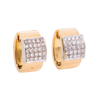 Folding hoop earrings with 50 brilliant-cut diamonds totaling approx. 1 ct, 