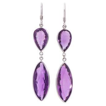 Paar Ohrhänger mit Amethysten,