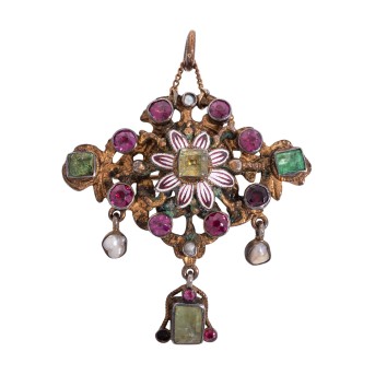 Brosche/Anhänger antiker floraler Trachtenschmuck