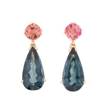 Paar Ohrhänger mit 2 runden Turmalinen 