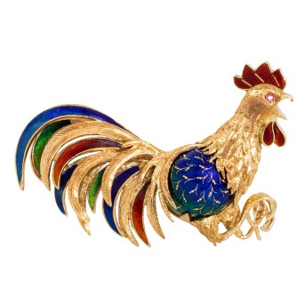 CARL BUCHERER CARL BUCHERER Herrausragende Brosche 'Hahn',