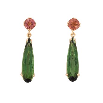 Paar Ohrhänger mit 2 runden Turmalinen