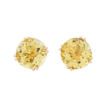 Pair of stud earrings with lemon citrine  