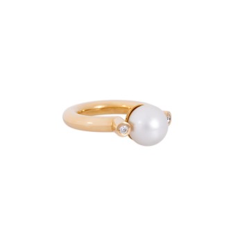 SCHOEFFEL ring with South Sea pearl and 2 diamonds 