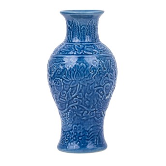 Puderblau glasierte Vase aus Porzellan. CHINA, 20. Jh.,