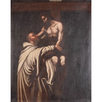 SPANISCHE SCHULE DES 17./18. JH., 'Christus umarmt den Heiligen Bernhard',