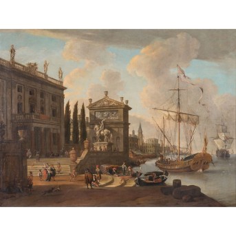 STORCK, ABRAHAM JANSZ (Amsterdam um 1635-1708 ebenda), "Italienische Hafenstadt",
