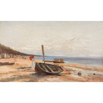 KLEVER, JULIUS von (1850-1924), "Spaziergang am Ostseestrand", 1905,