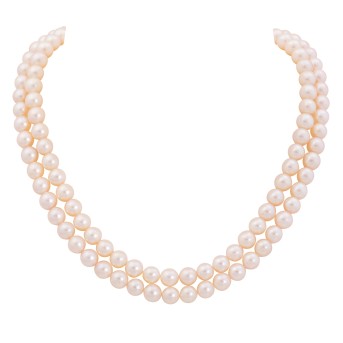 WILHELM MÜLLER Doppelreihige Perlenkette mit aufwändiger Schließe,