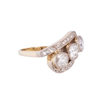 Ring mit Altschliffdiamanten von zus. ca. 0,92 ct,