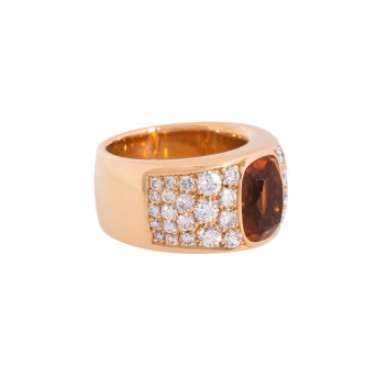 Breiter Bandring mit Citrin und Brillanten zus. ca. 2 ct,