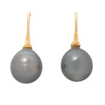 Paar Ohrhänger mit Tahitiperlen,