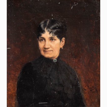 DEUTSCH, LUDWIG (1855-1935) 'Bildnis eines Dame im schwarzen Kleid' 1887