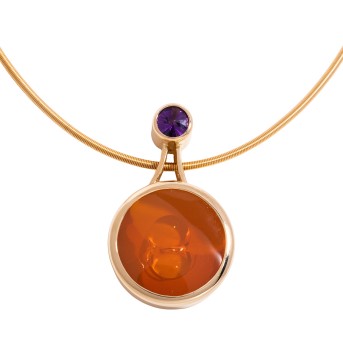 UNIKAT Anhänger mit Feueropal und Amethyst,