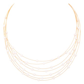 Perlkette, 49 Zuchtperlen auf 7 reihiger Spiralkette,