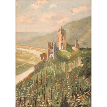 MALER DES FRÜHEN 20. JAHRHUNDERTS 'Burgruine am Rheinufer'