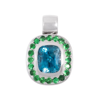 Anhänger mit Zirkon 13,62 ct grav. und Tzavoriten