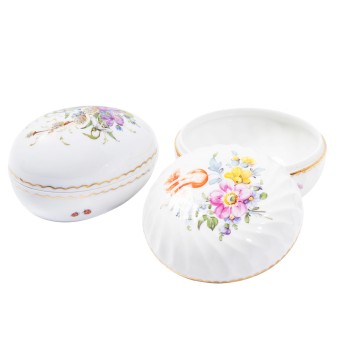 LUDWIGSBURG LUDWIGSBURG/NYMPHENBURG 2 Deckeldosen 'Blumenmalerei', 20. Jh.