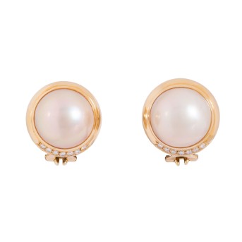 HEIDEN HEIDEN Paar Clip-Ohrstecker mit Mabéperlen und 14 Brillanten