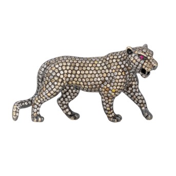 Brosche/Schmuckobjekt 'Raubkatze' mit Brillanten