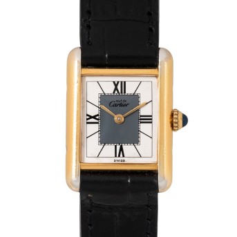 CARTIER must de Tank 'Vermeil' Ref 5057001 ladies' watch. Box and papers. 