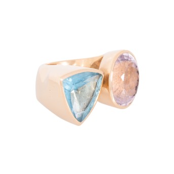 Unikat Ring mit Aquamarin und Morganit,