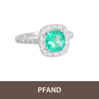 PFANDAUKTION - Ring mit Smaragd 1,35 ct, u. Brillanten 0,59 ct,