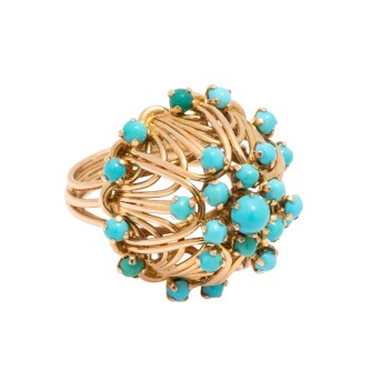 Ring mit 25 Türkiscabochons,