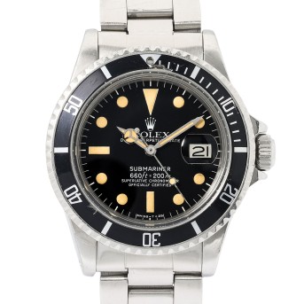 ROLEX Vintage Submariner Date 'Pallettoni' men's watch, Ref. 1680, from ca. 1978.