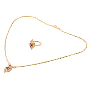 LAUDIER LAUDIER Schmuckset mit Rubinen und Diamanten,