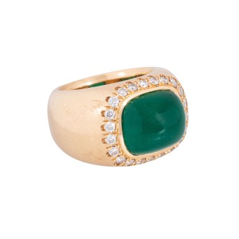 Elegant band ring, with 1 fine emerald 