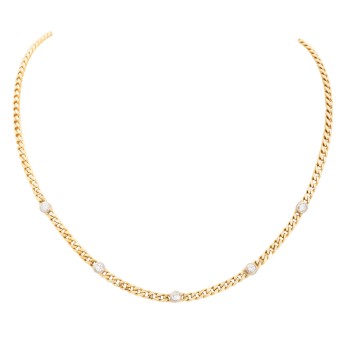 Collier, Panzerkette mit 5 Brillanten,