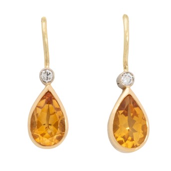 Paar Ohrhänger mit Citrinen,