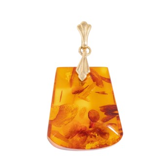 Anhänger mit Bernstein, GG 14K, 4,8 g.