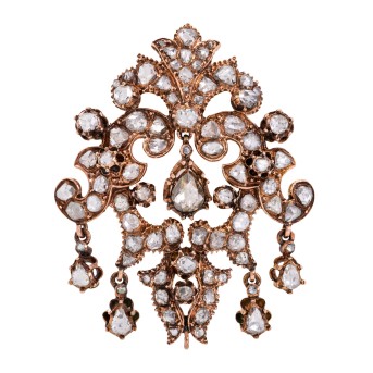 Anhänger/Brosche mit Diamantrosen von zus. ca. 2,3 ct,