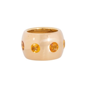 CADA Ring mit 7 gelben Saphiren zus. ca. 6,6 ct,