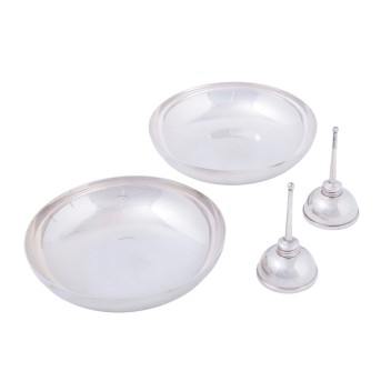 TIFFANY & CO. 2 round bowls and 2 oil vessels, 925 silver, 20th century.