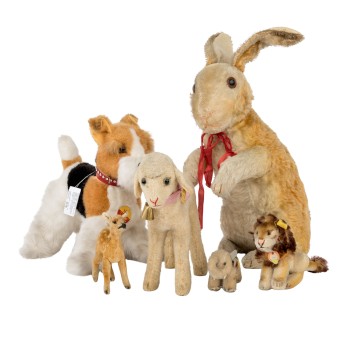 STEIFF STEIFF 6-tlg Konvolut Plüschtiere, 1930er Jahre und später,