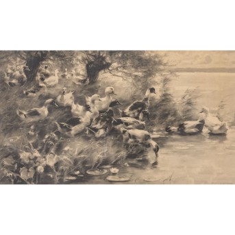 KOESTER, ALEXANDER (1864-1932), &quot;Enten am Ufer&quot;,