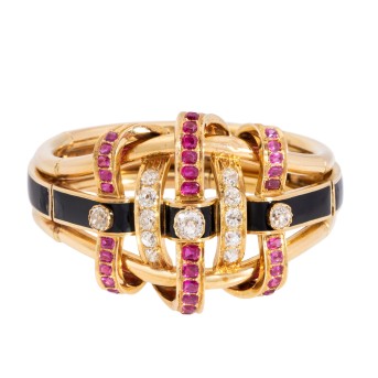 Antiker Armreif mit 32 Rubinen, 13 Diamanten