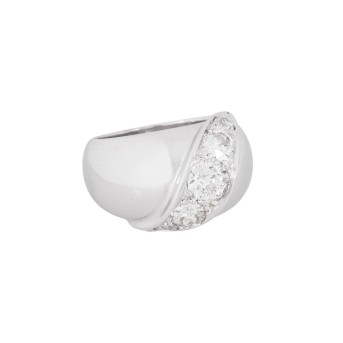 Ring mit 5 schönen Altschliffdiamanten zus. ca. 1,3 ct,